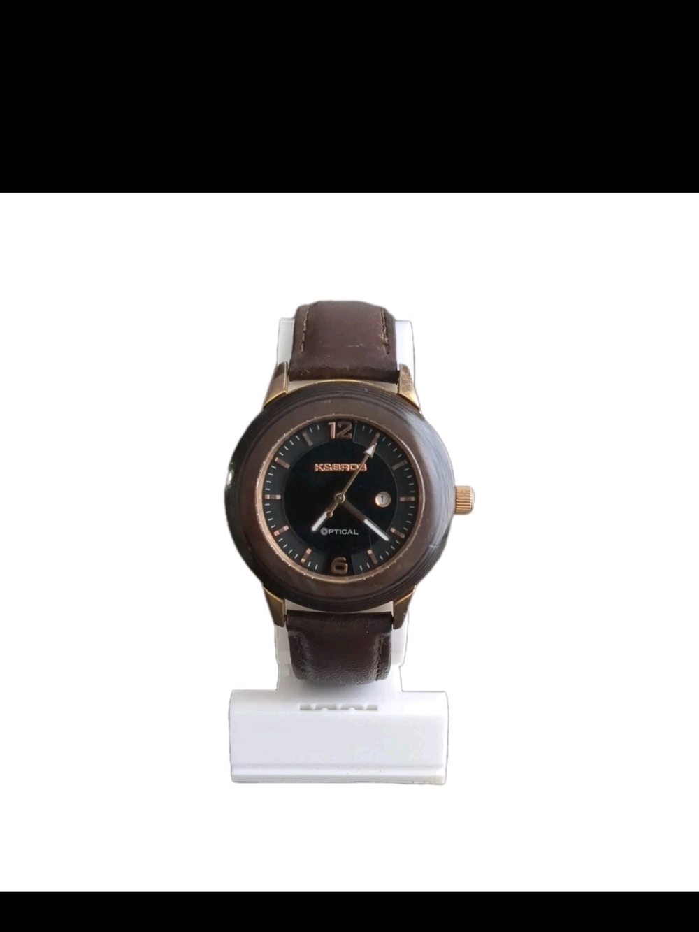 Men's Brown Leather Strap Watch with Brown Dial